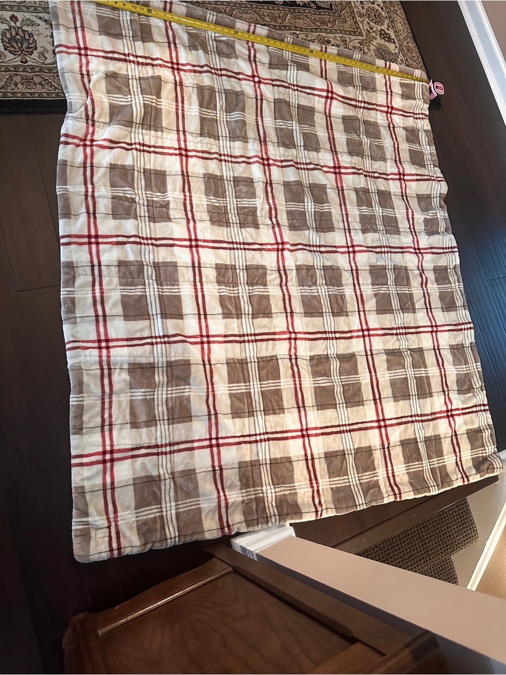UGG Plaid Red and Taupe Cotton Throw Blanket - Unbranded